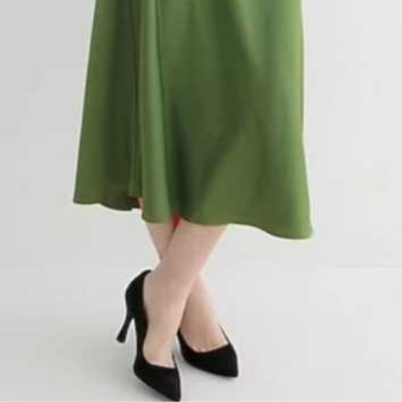 New women's S J Crew Gwyneth slip midi skirt in Utility Green - Picture 2 of 10